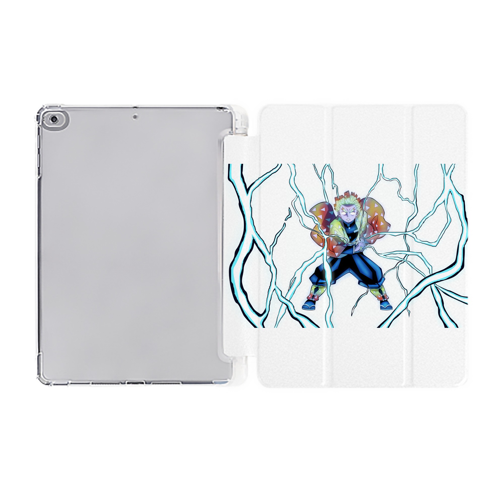 （画像用） 鬼滅の刃（きめつのやいば）我妻 善逸／あがつま ぜんいつ Agatsuma Zenitsu IPad ケース ペン収納付き 三つ折りスタンド PUレザー×シリコン 対応機種9.5/10.5/10.9インチ